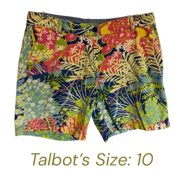Talbots Colorful Tropical Print The WEEKEND Chino Shorts SIZE: 10 #H - Picture 1 of 8